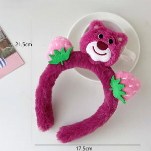 【Bestella✨COD】Strawberry Bear Plush Rambut Band Wanita Anti-slip Kepala Band Kartun Lucu Kepala Band