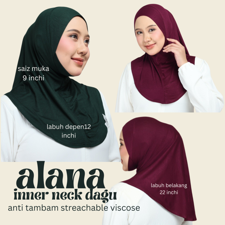 INNER NECK DAGU ALANA COTTON VISCOSE ANTI TAMBAM ANTI PEKEK HIJAB