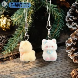 【E-WOITD】 1ชิ้นกระเป๋าเป้สะพายหลังเครื่องประดับกระเป๋าจี้ห่วงโซ่โทรศัพท์น่ารักการ์ตูนสัตว์ flocking alpaca พวงกุญแจเด็กผู้หญิงของขวัญ