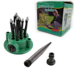 Garden Sprinkler Ground Stake 12 Nozzle Adjustable 360 Water Saving Lawn Yard Irrigation