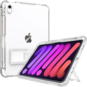 Case for iPad mini A17 Pro for iPad mini 7th/6th Generation Case 8.3 inch 2024/2021 with Pencil Holder/Stand Slim Clear Glitter Dual Layer Hybrid Hard PC Soft TPU Shockproof Protective Case for iPad Mini 7/6