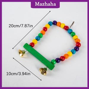 Mazhaha Natural Wooden Parrots Swing Toy Birds Perch Hanging Swings Cage Colorful Beads Birds Habitats