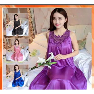 Louella - Lingerie Gaun Malam Dress Tidur baju tidur Daster wanita motif tulisan happy bahan satin ice silk adem tidak panas