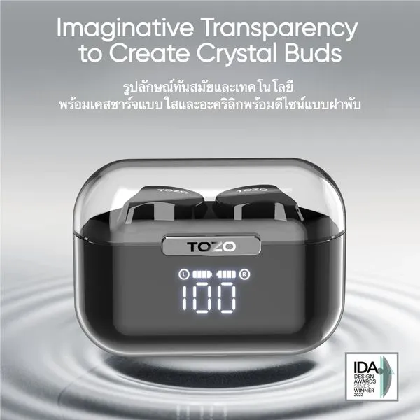 TOZO Crystal Buds หูฟังบลูทูธ In-Ear IPX8 หูฟังไร้สาย truewireless Bluetooth 5.3