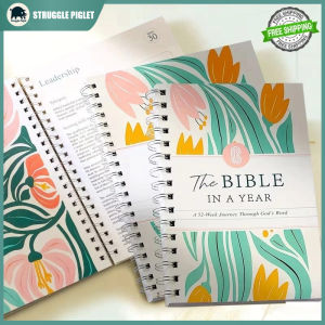 The Bible In A Year A5 spring Spiral Notebook 52-Week Bible Study Meditation Plan Guide Hardcover