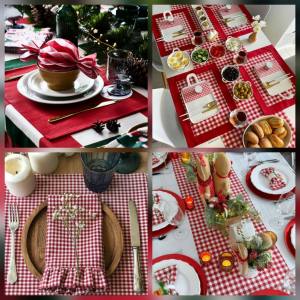 NN 2in1 Reversible RED and Plaid Christmas Placemat - made of fabric 2in1 placemat 1 place mat - 2 looks - made of excellent fabric - reversible - decorative - excellent quality - excllent quality - fabric from abroad - classy and elegant - for christm