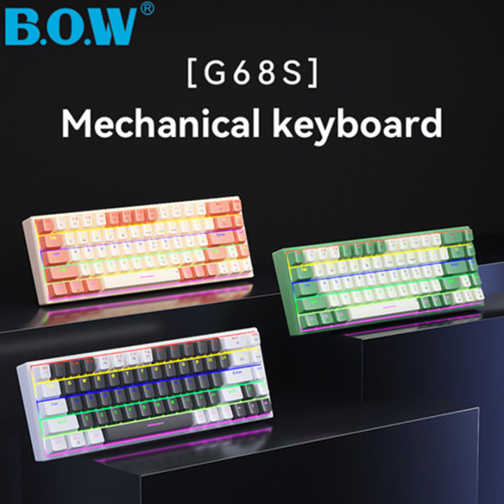 BOW G68S Wired Mechanical Gaming Keyboard 68 Keys ABS Hot-swappable ...