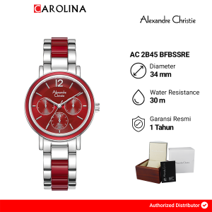 Jam Tangan Wanita Alexandre Christie Passion AC 2B45 BFBSSRE Red Dial Dual Tone Stainless Steel Strap