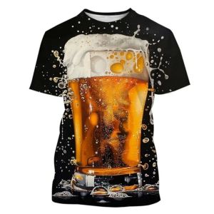 Fashion Mens T-Shirt 3D Beer Print Short Sleeve T-Shirts Summer Man Designer Clothes O-Neck Short Sleeve Tee Tops Man T Shirts