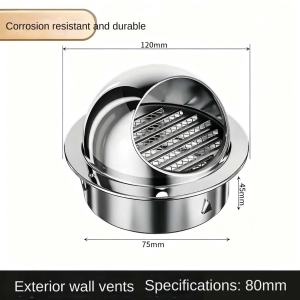 304 stainless steel cover wall vent grille round outlet rainproof waterproof cover vent breathable exhaust cap exhaust pipe cover range hood exhaust pipe