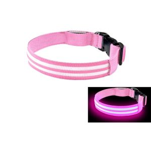 LABAICAI Nylon Material Light Up Dog Collar Adjustable Flashing Light Night Safety Buckle Chain Wear-resistant Quick Release Buckle Pet Luminous Collar Night Walk