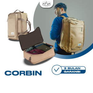 Tas Ransel Punggung Backpack Jinjing Selempang Punggung Koper 3 in 1 Travel Traveling Backpacker Kerja Harian Laptop 16 Inch Pria Wanita Dewasa ATVA Corbin Series Khaki