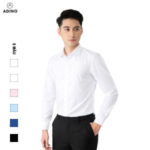 [Nhập LazXuHuong1- giảm 20k đơn 149k|Áo sơ mi nam màu đen cổ cài cúc ADINO vải sợi sồi modal mềm mịn co giãn tốt dáng slimfit công sở trẻ trung S258