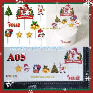 (SET) CAKE TOPPER NATAL TERBARU / TOPPER MOTIF SANTA CLAUS SNOWMAN DEER / TUSUK KUE EDISI NATAL / TOPER BUCKET NATAL / TOPPER NATAL CUP CAKE / HIASAN KUE TART XMAS / MERRY CHRISTMAS DECORATION CAKE TOPPER / TCH8522