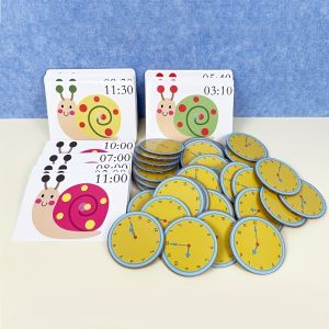 Math Learning Tool for Kids – Colorful Snail Clock Cards 1-12 Time Recognition & Counting Educational Toy for Preschool Learning