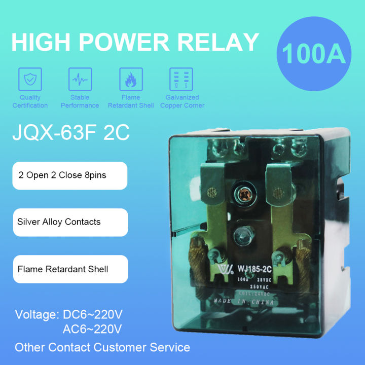 JQX 63F Relay 24vac dpdt relay 12v 100A ge relay switch High Power