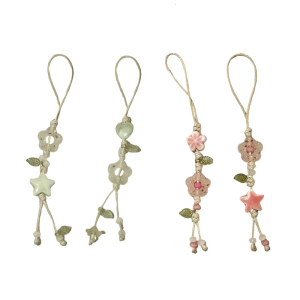 Star Flower Beaded Phone Charm Unique Phone Chain Ceramic Texture Handmade Bag Pendant Suitable for Various Occasion