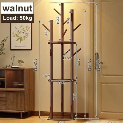 Solid Wood Clothes Rack Multi Functional Clothes Hanger Small Apartment Clothes Hanger Stand，Coat Stand