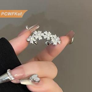 【PCWFKef】 1pcs hợp thời trang đơn giản zircon Hoa tai Clip bông tai mà không cho phụ nữ lấp lánh Tai Cuff Clip tiệc cưới trang sức quà tặng