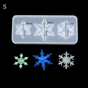 Cetakan Resin Snowflakes Cetakan Kristal Es Gantungan Kunci Bentuk Kristal Salju Bandul Anting Liontin Kalung Bahan Karet Silicone Lentur Elastis Cetakan Silikon Murah Anti Lengket