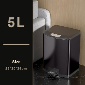 JustLiving 5/7/9/12L Household Stainless Steel Pedal Step Rubbish Bin With Slow Down Close Cover Large Capacity Kitchen Bath Toilet Rubbish Trash Garbage Cans with Separate Inner Bin