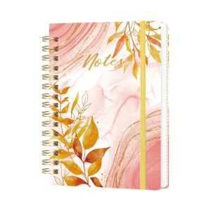 W3DD Hardcover Coil Notebook Spiral Bound A5 Lined Journal Stylish Decorative Cover Hardcover Notebook Daily Writing