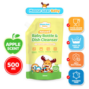 Moose Gear Baby Bottle Cleanser 500ml (Apple Scent) Antibacterial Resealable Leak Proof Cap