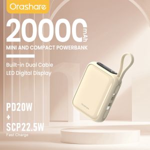 Orashare PCM20 Mini 20000mAh Built In Dual Cable 22.5W Fast Charge Compact and Portable