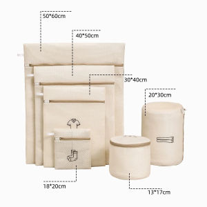 Bộ 6 Túi Giặt Quần Áo Cao Cấp Lưới 3 Lớp Dày Túi Giặt Đồ Có Khung Chống Rối Giữ Form Khi Giặt Máy