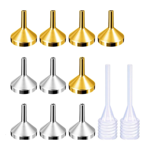 Bottle Funnel with Mini Pipette 10Pcs Small Metal Funnel with 2Pcs Mini Pipette for Filling Small Mini Bottle