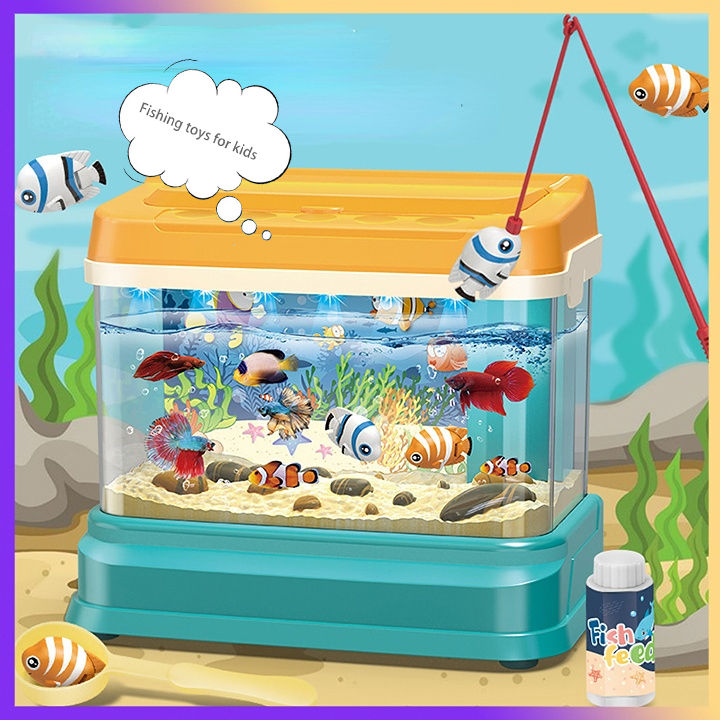Kids Aquarium Fish Tank - Small Aquarium Toys, Educational Fishing Toys  with Music and Lighting, Birthday Gift for Children Boys and Girls