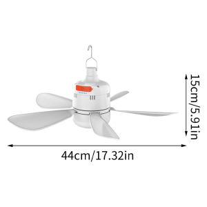 Wireless Remote Control Ceiling Fan with Light Portable Battery Operated Tent Fan Type C Charging 3 Speeds LED Lantern for Outdoor Camping Dormitory Bed Silent