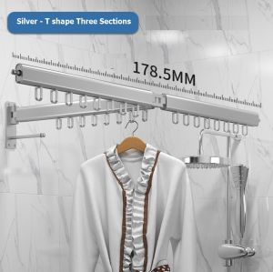 [Local Seller] Space Aluminum Wall Mounted Space-Saver Clothes Drying Rack Retractable Fold Away Clothes Dry Racks Balcony Bedroom