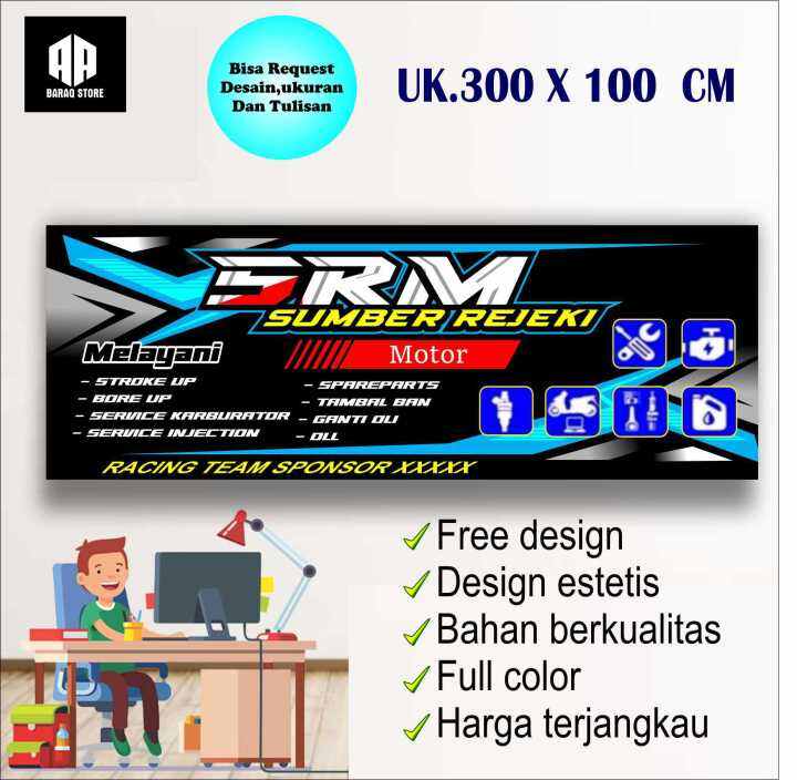 Cetak Spanduk Banner BENGKEL RACING SERVICE BORUP UKURAN 300X100 CM ...