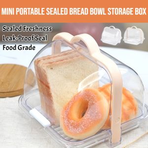 Mini Portable Sealed Bread Bowl Storage Box Acrylic Food Storage Box Food Grade Plastic Bread Keeper Bread Manager Bakery Storage Organizer