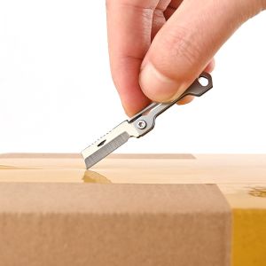 Dao Rọc Giấy Rạch Thùng Gắn Móc Khóa Mini Bằng Thép Không Gỉ Gấp Gọn Tiện Dụng
