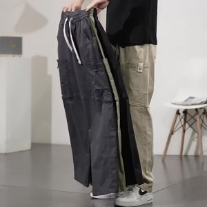 [ Summer New ][ Summer New ] Mens Pure Cotton Cargo Casual Pants Summer Thin Loose Straight Long Pants American Style Sports Wide-leg Pants Mens Trendy Brand [ Ultra-Thin Sweat-Permeable ][ Ultra-Thin Sweat-Permeable ]
