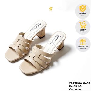 Dép gót trụ 6cm quai đan điệu đà nữ tính - (264thga)