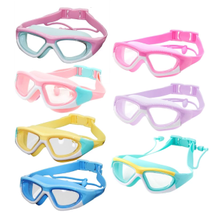 Anti-Fog Anti-UV Kids Swim Goggles UV Protections Swim Glasses Water Pool Goggles With Connected Earplugs No Leaking