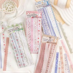 XIJIBAN 40sheets/1pack Kawaii Scrapbook Stickers Lace Post Office Retro DIY Journal Stickers  Self-adhesive Lace Trim Stickers For Schools and Offices