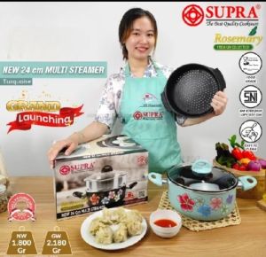 SUPRA panci multi steamer 24cm susun 2 anti lengket / dandang pengukus serbaguna