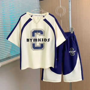 BeiYiMeng Boys Short-sleeved Shirt 4-16 Years For the Summer season Cotton Short Sleeve Clothing 2024 New Boy Suit Two-piece New fashion and trends