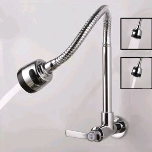 360° Flexible Faucet Universal Wall Mounted Faucet 360°Flexible Single Cold Stainless Steel