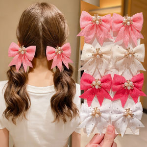 8PCS Sweet Ribbon Hair Clips Bow Flower Butterfly Charm Bangs Clips Set Cute Hair Clip for Kids Girl