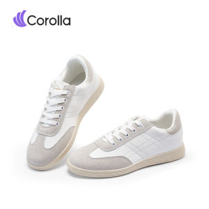 Corolla Womens White & Pink Sneakers - Lightweight Work Shoes PU material Athletic Casual Footwear