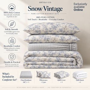 🇲🇾 𝗥𝗘𝗔𝗗𝗬 𝗦𝗧𝗢𝗖𝗞 𝟮𝟰𝗵𝗼𝘂𝗿𝘀🚚 SNOW VINTAGE 1200TC 35CM Pure Cotton Bedsheets Set Flora Series