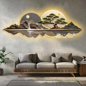 Tranh treo tường đèn led núi non hùng vĩ 26 trang trí decor phòng khách quà tân gia