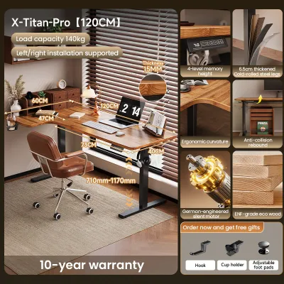 Xpanse Electric Office Gaming Table Walnut L-Shaped Meja Belajar Standing Desk Corner Study Table-10 Years warranty