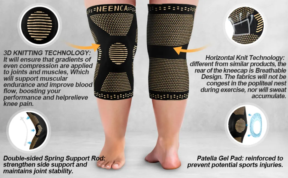 Copper Knee Support Compression Sleeve Brace Patella Arthritis Pain Relief  Gym