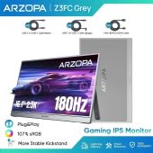 ARZOPA 16.1 180Hz Portable Monitor-Z3FC Gray 107% sRGB 2.5K Kickstand Portable Monitor with HDR Ultra Slim Eye Care External Second Screen for Laptop PC PS5 Mac Xbox